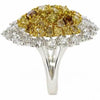 EXTRA LARGE 6.07CT MULTI COLOR DIAMOND 18KT 2 TONE GOLD MULTI SHAPE CLUSTER RING
