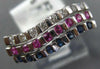 .54CT DIAMOND AAA BLUE & PINK SAPPHIRE 14KT WHITE GOLD MULTI ROW CURVED FUN RING