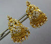 LARGE 1.50CT DIAMOND 22KT YELLOW GOLD FILIGREE FLORAL CLIP ON HANGING EARRINGS