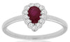 ESTATE .59CT DIAMOND & AAA RUBY 14K WHITE GOLD PEAR SHAPE & ROUND ENAGEMENT RING