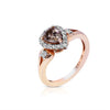 1.42CT WHITE & CHOCOLATE FANCY DIAMOND 18KT ROSE GOLD 3D PEAR SHAPE & ROUND RING