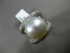 ESTATE EXTRA LARGE 3CT DIAMOND & AAA SOUTH SEA PEARL 18K WHITE GOLD RING 20571