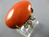 EXTRA LARGE .55CT DIAMOND & AAA CORAL 18KT 2 TONE GOLD CLASSIC OVAL & ROUND RING