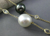 ESTATE LONG 14KT YELLOW GOLD 3D QUARTZ & MULTI COLOR PEARL BY THE YARD NECKLACE