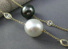 ESTATE LONG 14KT YELLOW GOLD 3D QUARTZ & MULTI COLOR PEARL BY THE YARD NECKLACE