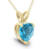 1.65CT AAA BLUE TOPAZ 14KT YELLOW GOLD 3DHEART SHAPE SOLITAIRE FLOATING PENDANT