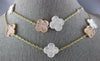 LARGE 4.32CT WHITE & PINK DIAMOND 18K TRI COLOR GOLD FLOWER BY THE YARD NECKLACE