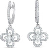.81CT DIAMOND 14KT WHITE GOLD 3D 4 LEAF CLOVER FLOWER HUGGIE HANGING EARRINGS
