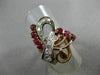 ANTIQUE LARGE 1.2CT OLD MINE DIAMOND & AAA RUBY 14K WHITE & ROSE GOLD RING 22916