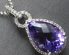 LARGE 3.71CT DIAMOND & AAA AMETHYST 14KT WHITE GOLD PEAR SHAPE & ROUND PENDANT