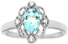 ESTATE .74CT DIAMOND & AAA AQUAMARINE 14KT WHITE GOLD FLOWER FILIGREE FUN RING