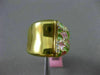 ESTATE LARGE .35CT DIAMOND 14K YELLOW GOLD GREEN & PINK ENAMEL FILIGREE FUN RING