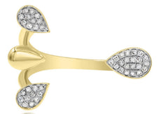.13CT DIAMOND 14KT YELLOW GOLD 3D ROUND PAVE MULTI TEAR DROP TENSION FUN RING