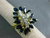 ESTATE LARGE 3.40CT DIAMOND & AAA SAPPHIRE 14K 2 TONE GOLD 3D FLOWER RING 20815