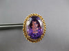 ANTIQUE LARGE 12.6CT AAA AMETHYST 14KT ROSE GOLD 3D OVAL SOLITAIRE RING 27184