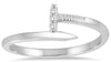 ESTATE .04CT DIAMOND 14KT WHITE GOLD 3D ROUND CLASSIC NAIL DESIGN FUN RING