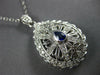ESTATE LARGE 1.32CT DIAMOND & AAA SAPPHIRE 14KT WHITE GOLD 3D TEAR DROP PENDANT