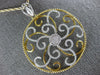 LARGE .75CT DIAMOND 18K WHITE & YELLOW GOLD 3D OPEN FILIGREE FLOWER FUN PENDANT