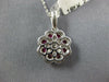 1.13CT DIAMOND & AAA RUBY 18KT WHITE GOLD ROUND FILIGREE FLOWER FLOATING PENDANT