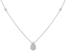.32CT DIAMOND 14K WHITE GOLD 3D CLASSIC PAVE TEAR DROP BY THE YARD LOVE NECKLACE