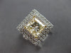 GIA EXTRA LARGE 2.72CT WHITE & FANCY YELLOW DIAMOND 18KT 2 TONE GOLD SQUARE RING