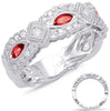 WIDE .63CT DIAMOND & AAA RUBY 14KT WHITE GOLD ROUND & MARQUISE ANNIVERSARY RING