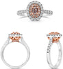 .84CT WHITE & PINK DIAMOND 18K WHITE & ROSE GOLD 3D OVAL & ROUND ENGAGEMENT RING