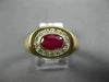 ESTATE 1.20CT DIAMOND & AAA RUBY 14K YELLOW GOLD 3D OVAL BEZEL CLASSIC MENS RING
