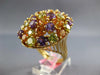 ESTATE LARGE AAA MULTI GEM 14KT YELLOW GOLD 3D CLUSTER FLOWER OVAL FUN RING