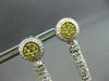 ESTATE 4.10CT FANCY YELLOW & WHITE DIAMOND 18KT GOLD AAA BROWNISH PEARL EARRINGS