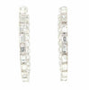 ESTATE LARGE 3.25CT DIAMOND 18KT WHITE GOLD 3D INSIDE OUT HOOP HANGING EARRINGS