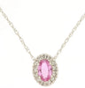 .48CT DIAMOND & AAA PINK SAPPHIRE 14K WHITE GOLD OVAL & ROUND HALO LOVE NECKLACE