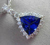 MASSIVE 7.05CT DIAMOND & AAA TANZANITE 14KT WHITE GOLD TRILLION FLOATING PENDANT