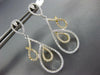 ESTATE LARGE .98CT DIAMOND 18KT 2 TONE GOLD TEAR DROP LOVE KNOT HANGING EARRINGS