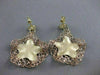 ESTATE LARGE 14K ROSE YELLOW GOLD HANGING STAR FILIGREE HOOP EARRINGS 38MM #2682
