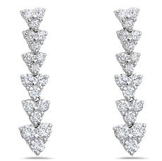 ESTATE 1.81CT DIAMOND 18KT WHITE GOLD TRIANGULAR JOURNEY LOVE HANGING EARRINGS