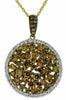 1.57CT WHITE & CHOCOLATE FANCY DIAMOND 14KT YELLOW GOLD CLUSTER CIRCULAR PENDANT