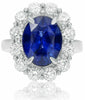 ESTATE 8.21CT ROUND DIAMOND & AAA SAPPHIRE 18K WHITE GOLD FLOWER ENGAGEMENT RING