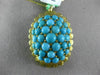 ANTIQUE LARGE AAA TURQUOISE 18KT YELLOW GOLD 3D LEAF CLUSTER SUN BURST PENDANT