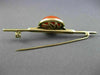 ANTIQUE LARGE AAA ROUND CORAL 14K YELLOW GOLD 3D CLASSIC SPACE PIN BROOCH #26075