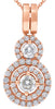 1.05CT DIAMOND 14KT ROSE GOLD SOLITAIRE HALO DOUBLE FLOWER FUN FLOATING PENDANT
