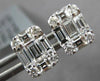 .97CT DIAMOND 18KT WHITE GOLD 3D ROUND & BAGUETTE INVISIBLE SQUARE STUD EARRINGS