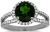 ESTATE 2.50CT DIAMOND & AAA RUSSALITE 14KT WHITE GOLD ROUND HALO ENGAGEMENT RING