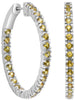 1.40CT YELLOW SAPPHIRE 14KT WHITE GOLD 3D ROUND INSIDE OUT HOOP HANGING EARRINGS