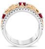 .99CT DIAMOND & AAA RUBY 14K WHITE & ROSE GOLD 3D LEAF FILIGREE ANNIVERSARY RING