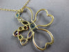ESTATE 3.25CT DIAMOND & AAA MULTI GEM 14K YELLOW GOLD FLOWER MULTI HEART PENDANT