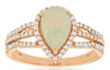 ESTATE 1.05CT DIAMOND & AAA OPAL 14K ROSE GOLD PEAR SHAPE & ROUND HALO LOVE RING