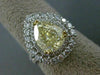 LARGE GIA 4.25CT WHITE & FANCY YELLOW DIAMOND 18KT TWO TONE GOLD ENGAGEMENT RING