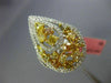 ESTATE LARGE 2.23CT WHITE & FANCY YELLOW DIAMOND 18KT WHITE GOLD PEAR SHAPE RING