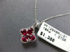 SMALL .74CT DIAMOND & AAA RUBY 18KT WHITE GOLD PEAR SHAPE 4 LEAF CLOVER PENDANT